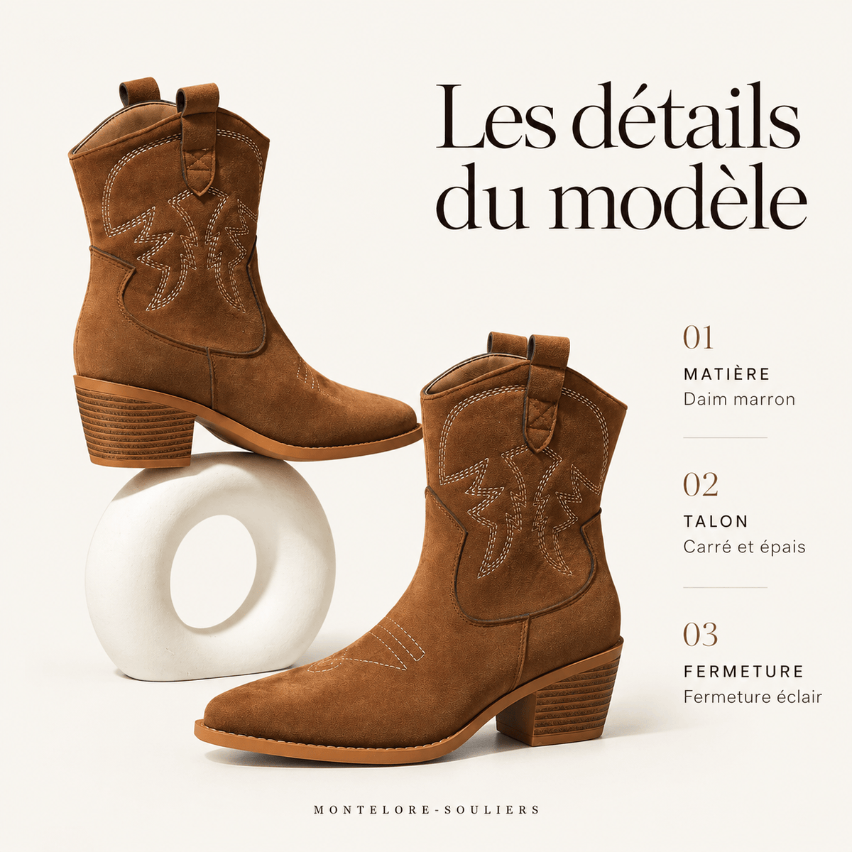 montelore-souliers Bottes Daim Femme De Cowboy En Suède