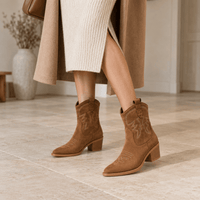 montelore-souliers Bottes Daim Femme De Cowboy En Suède
