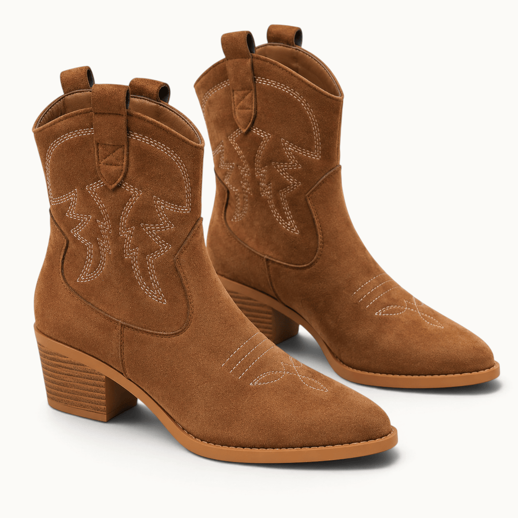 montelore-souliers Bottes Daim Femme De Cowboy En Suède