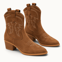 montelore-souliers Bottes Daim Femme De Cowboy En Suède