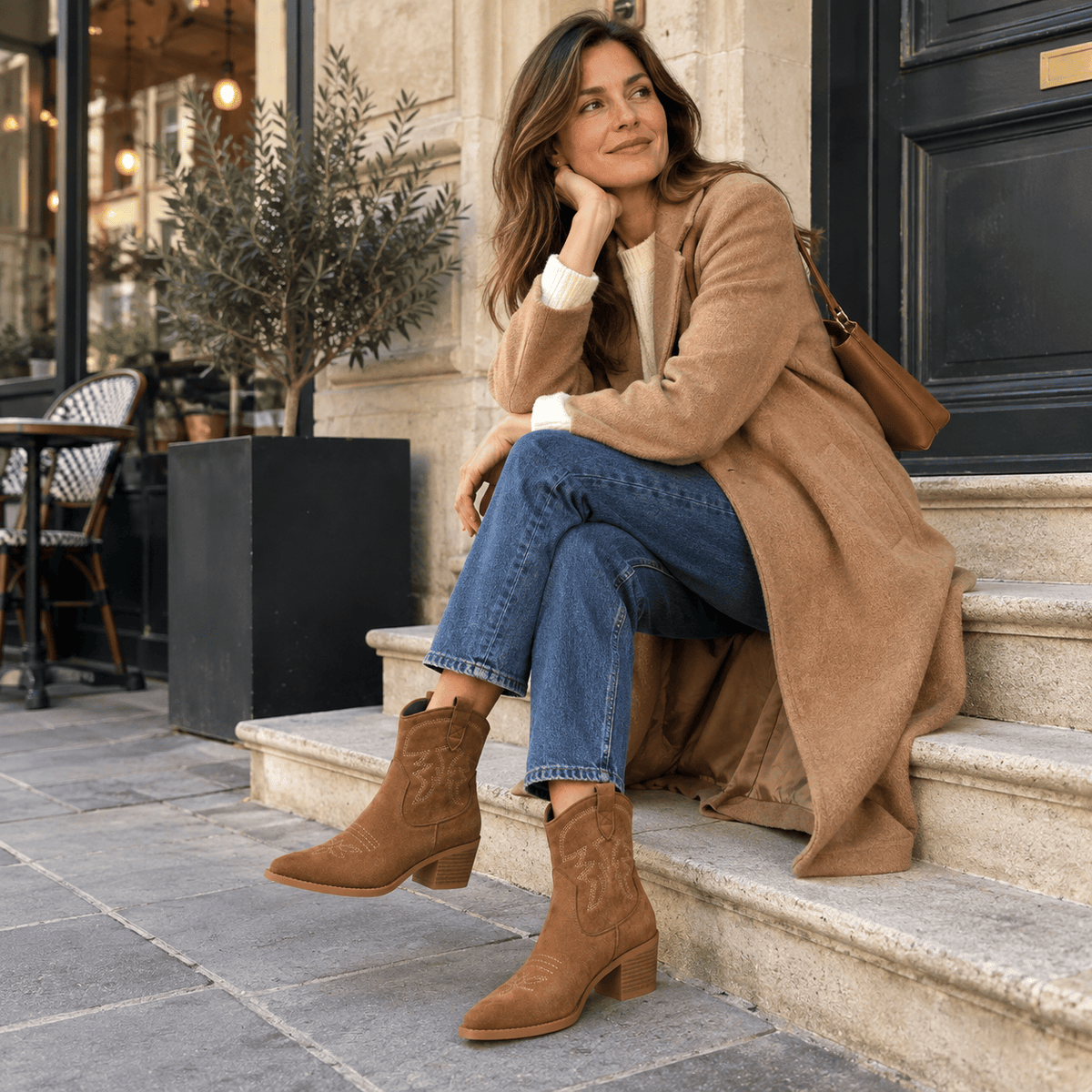 montelore-souliers Bottes Daim Femme De Cowboy En Suède