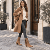 montelore-souliers Bottes de cow-boy femme marron en daim à franges