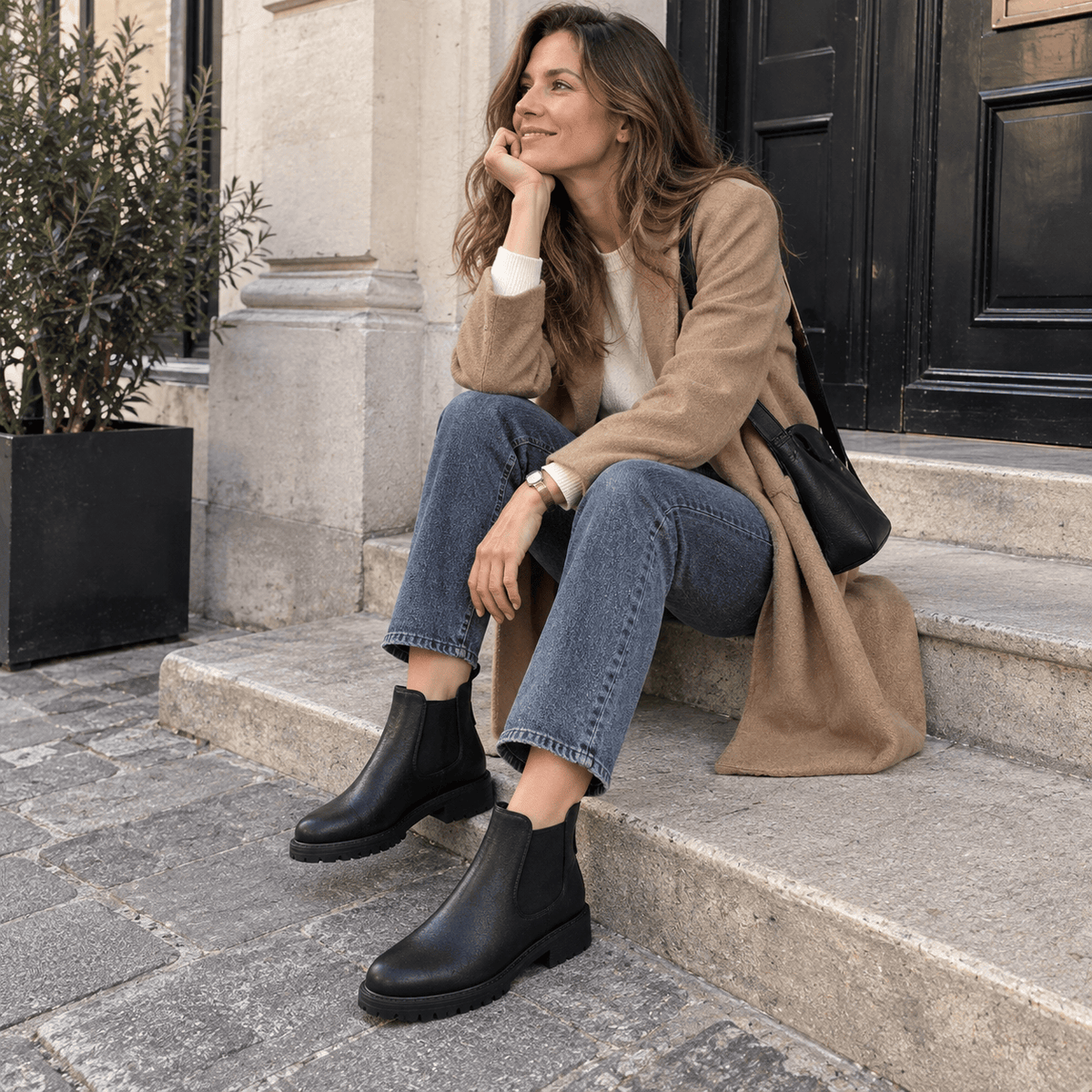 montelore-souliers Bottes Noires Femme Chelsea Noir