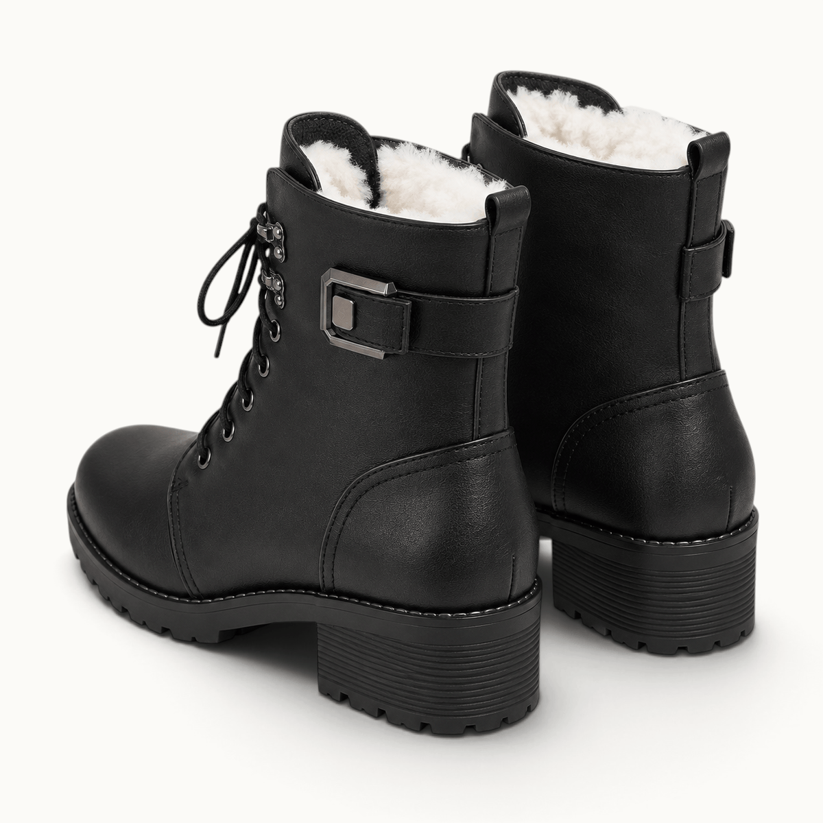 montelore-souliers Bottines À Lacets Femme Cuir Chaudes Fourrées