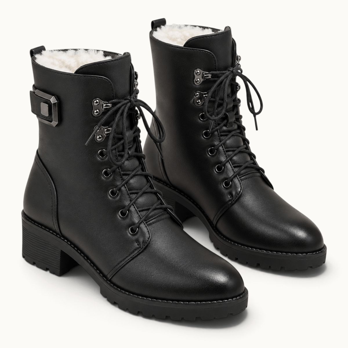 montelore-souliers Bottines À Lacets Femme Cuir Chaudes Fourrées