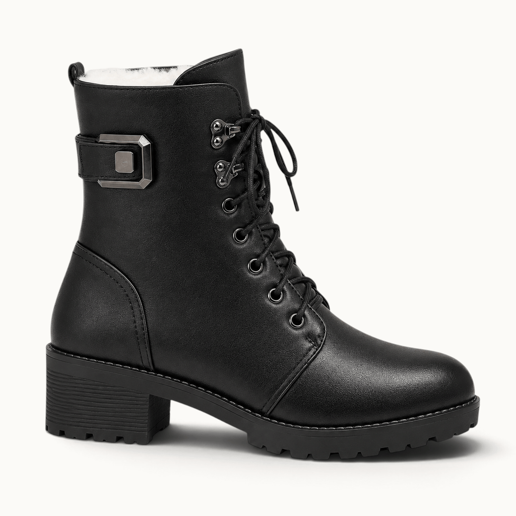 montelore-souliers Bottines À Lacets Femme Cuir Chaudes Fourrées