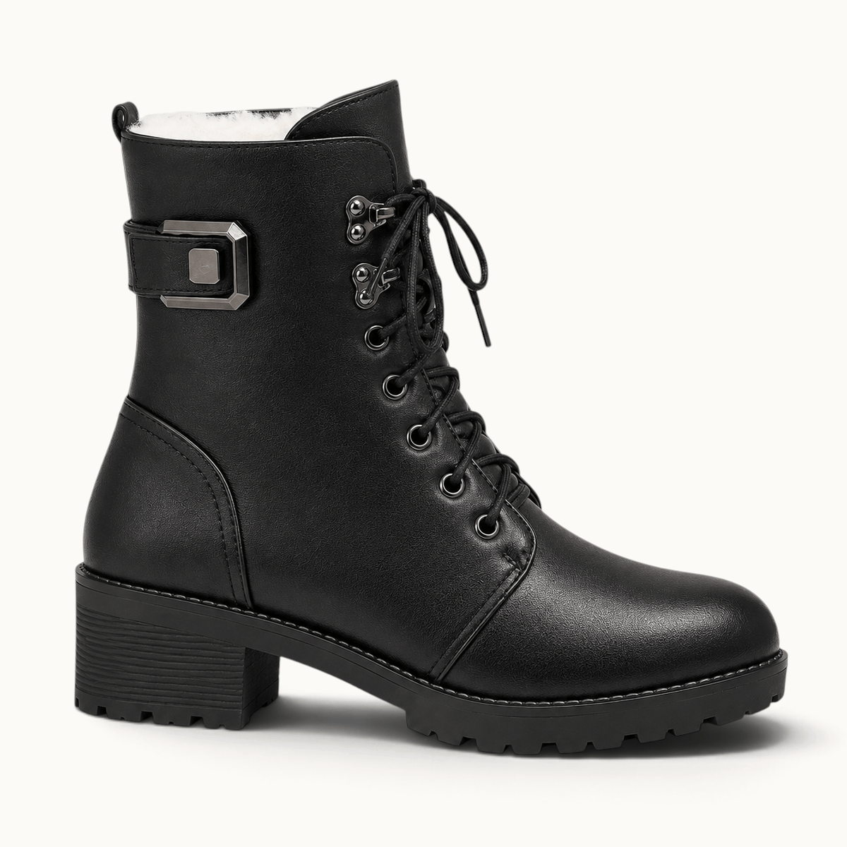 montelore-souliers Bottines À Lacets Femme Cuir Chaudes Fourrées