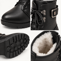 montelore-souliers Bottines À Lacets Femme Cuir Chaudes Fourrées