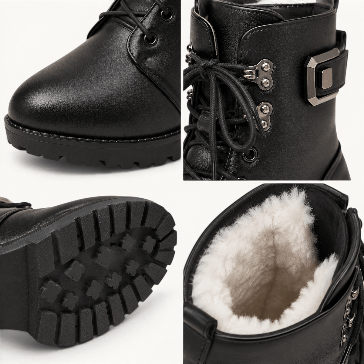 montelore-souliers Bottines À Lacets Femme Cuir Chaudes Fourrées