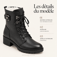 montelore-souliers Bottines À Lacets Femme Cuir Chaudes Fourrées