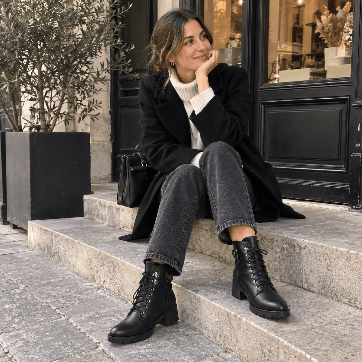 montelore-souliers Bottines À Lacets Femme Cuir Chaudes Fourrées