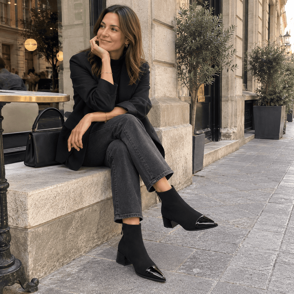 montelore-souliers Bottines À Talon Femme En Suédine Carré