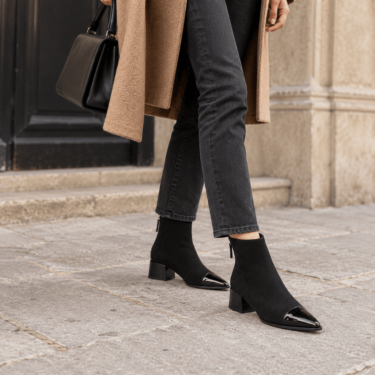 montelore-souliers Bottines À Talon Femme En Suédine Carré