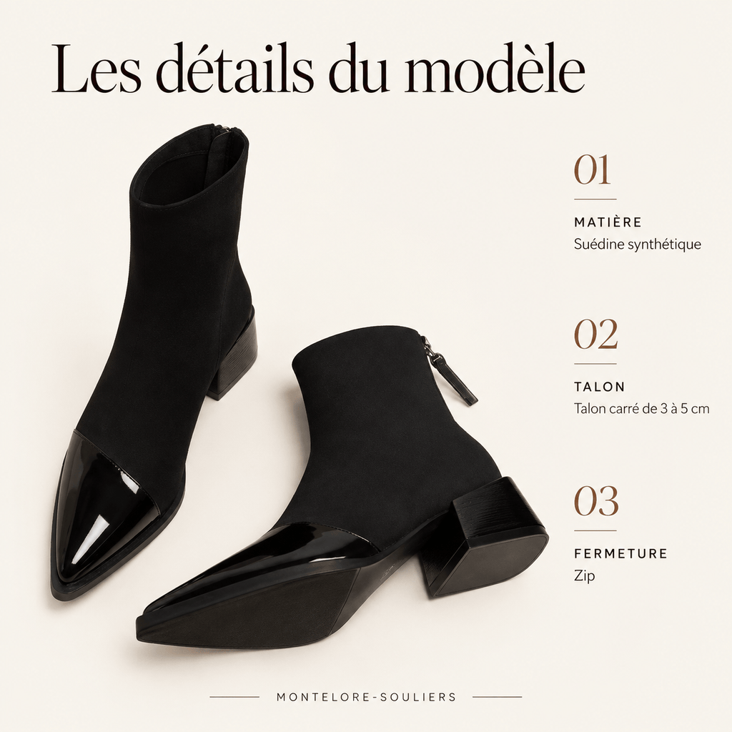 montelore-souliers Bottines À Talon Femme En Suédine Carré
