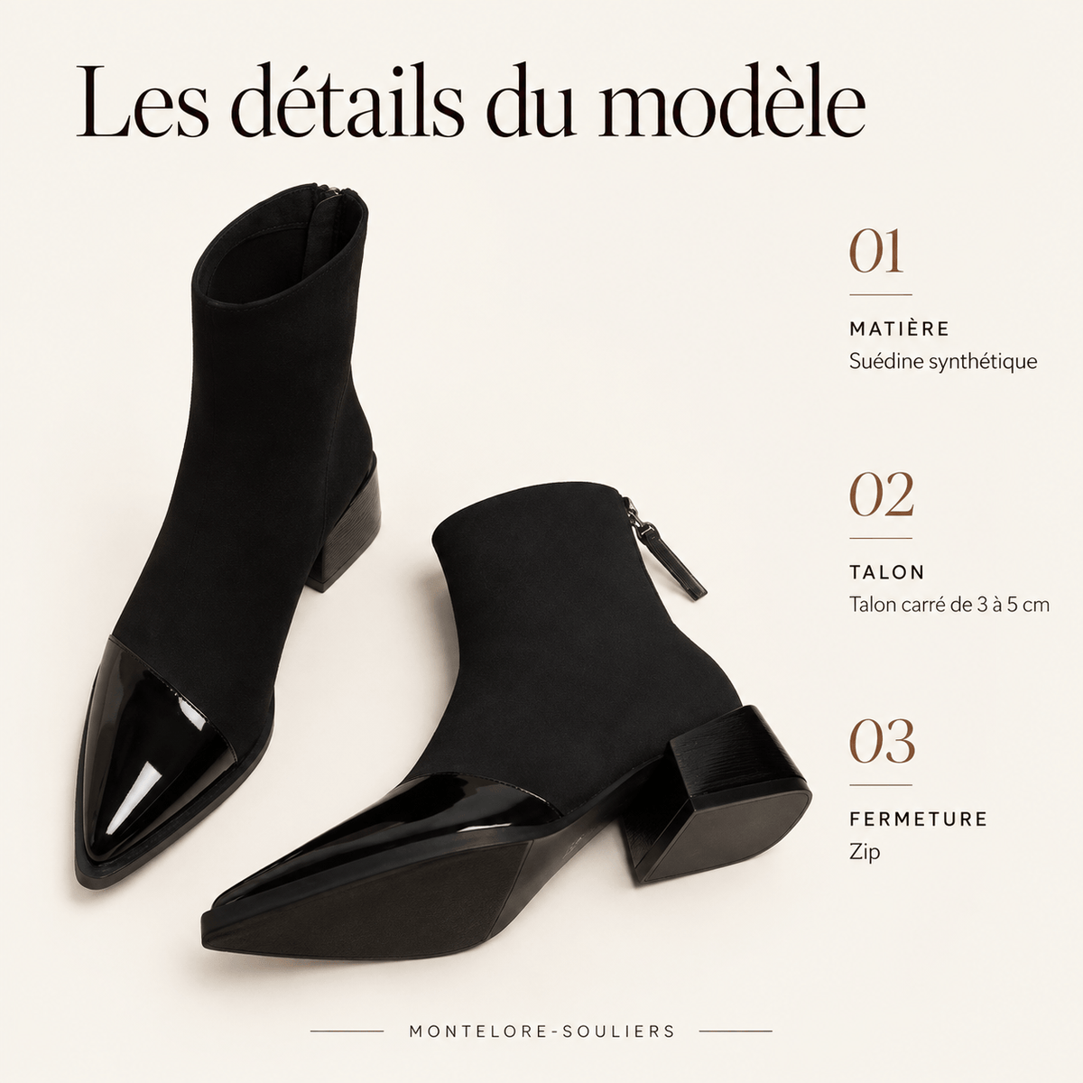 montelore-souliers Bottines À Talon Femme En Suédine Carré