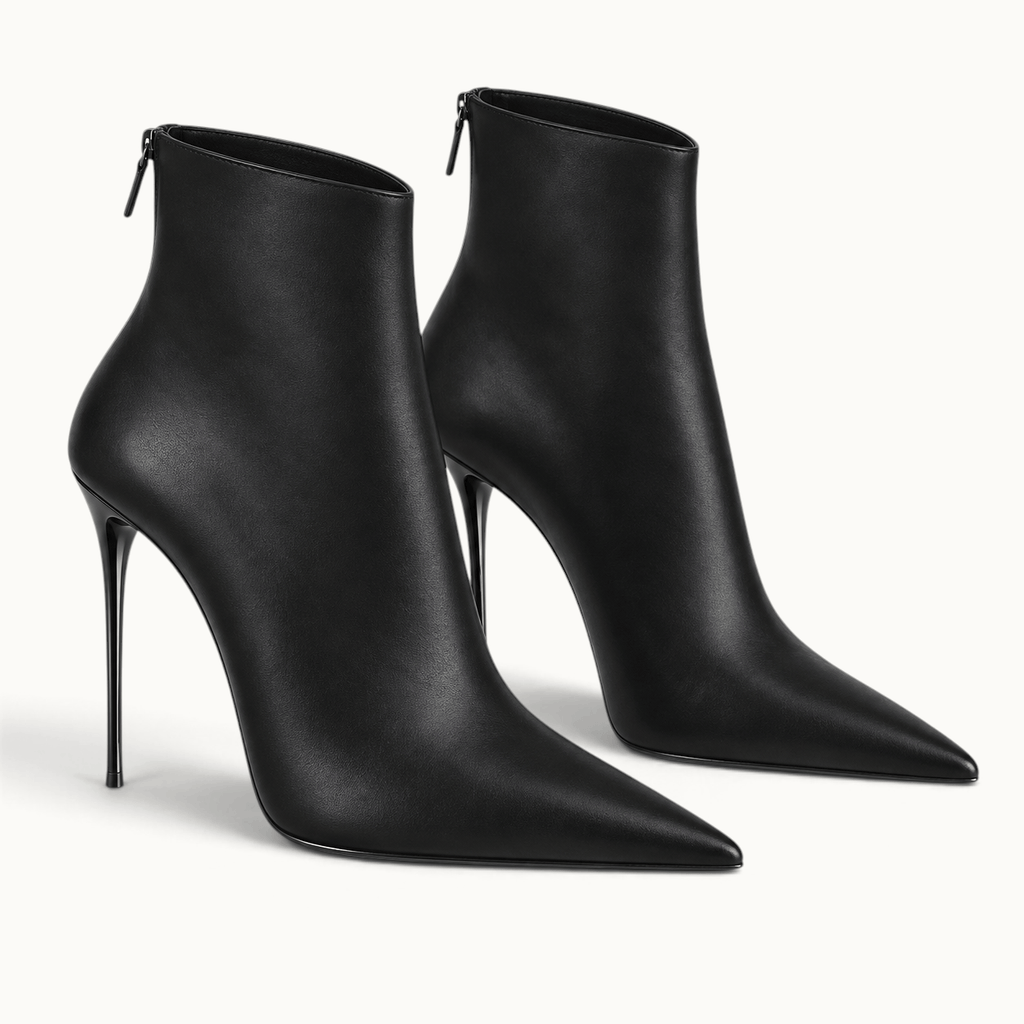 montelore-souliers Bottines À Talons Noires Femme Noir Bout Pointu