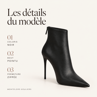 montelore-souliers Bottines À Talons Noires Femme Noir Bout Pointu