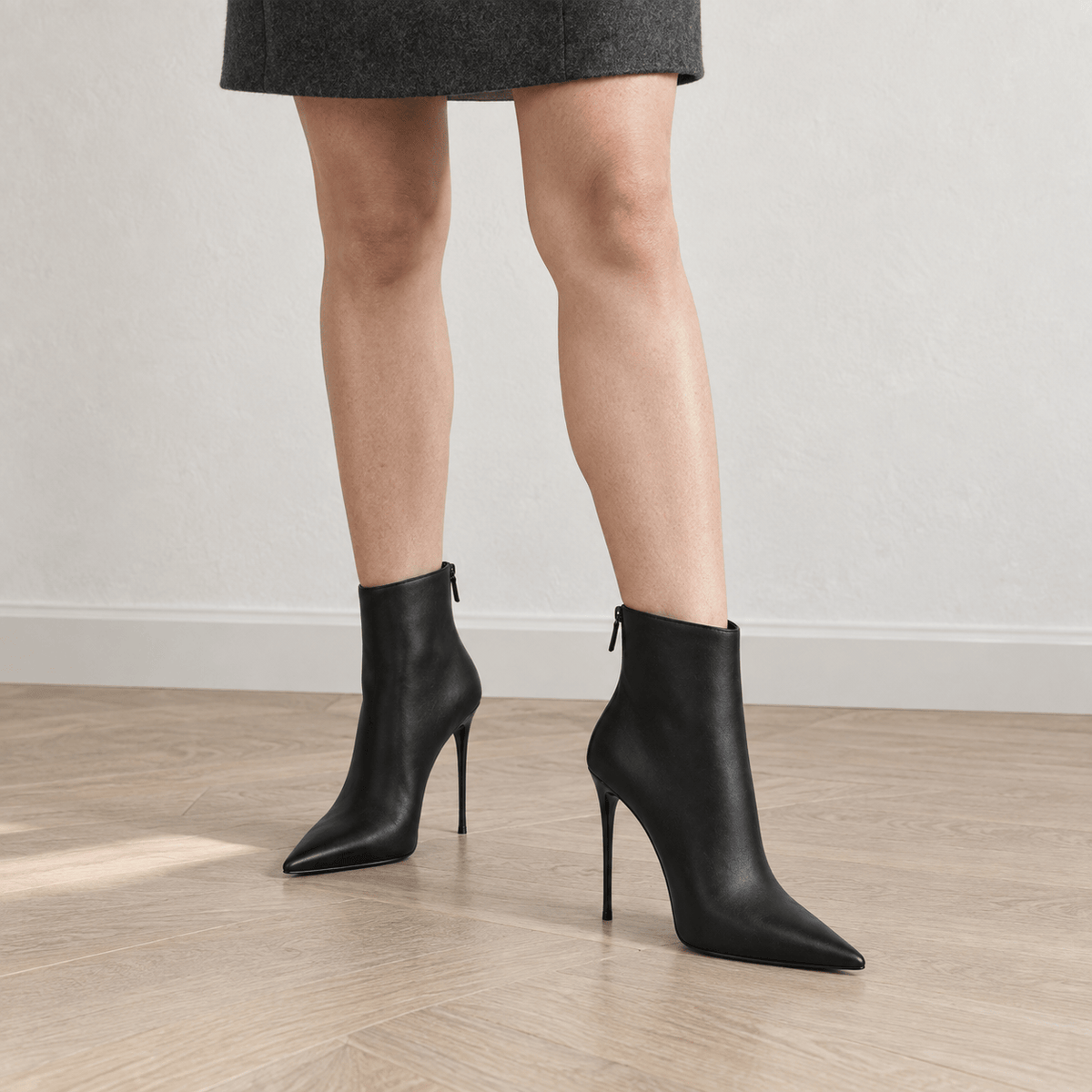 montelore-souliers Bottines À Talons Noires Femme Noir Bout Pointu