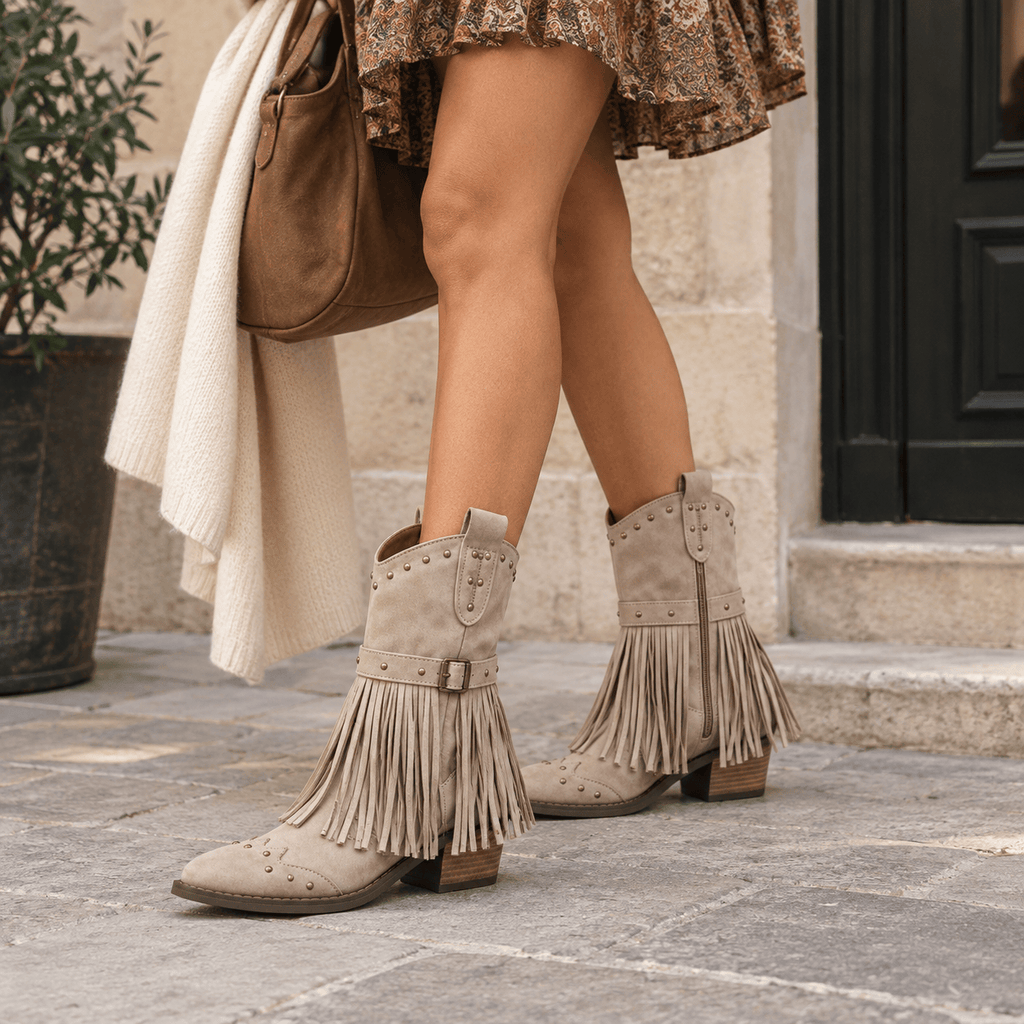 montelore-souliers Bottines Automne À Franges Style Western
