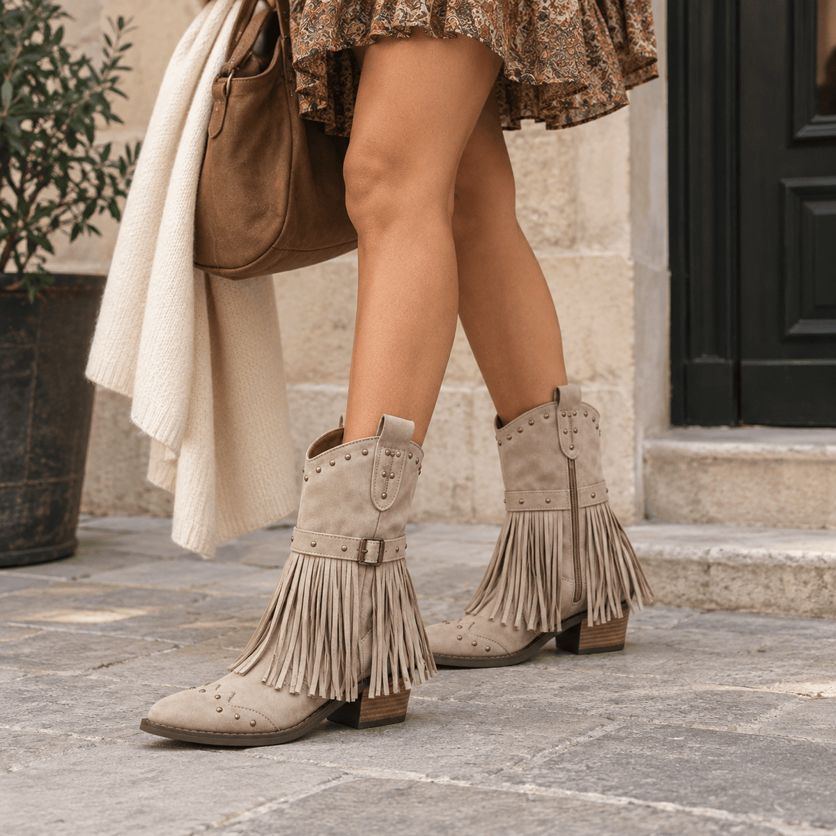 montelore-souliers Bottines Automne À Franges Style Western
