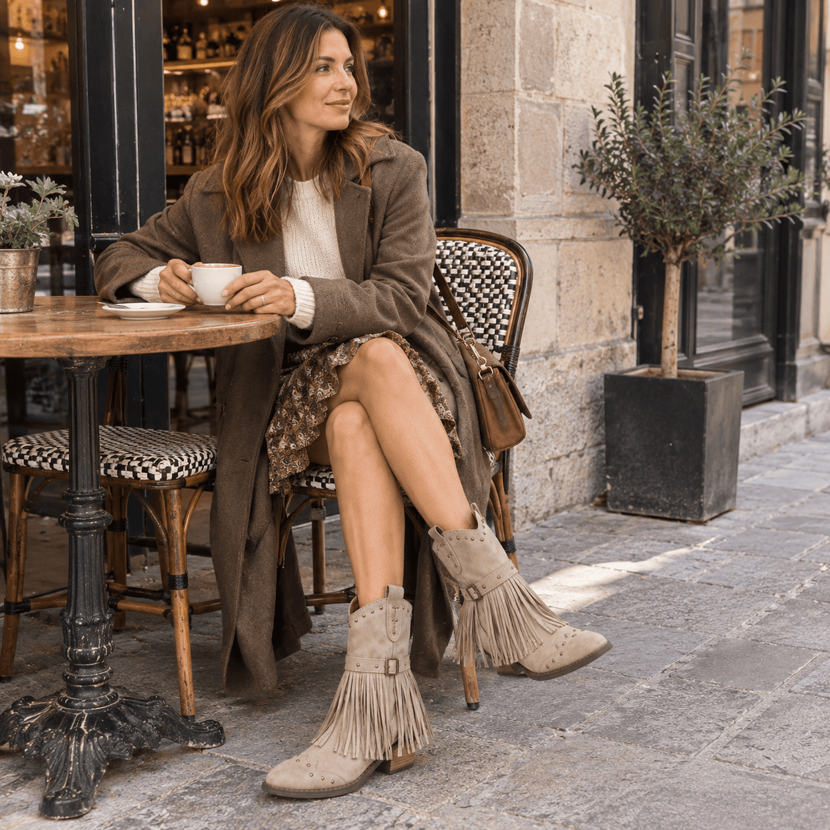 montelore-souliers Bottines Automne À Franges Style Western