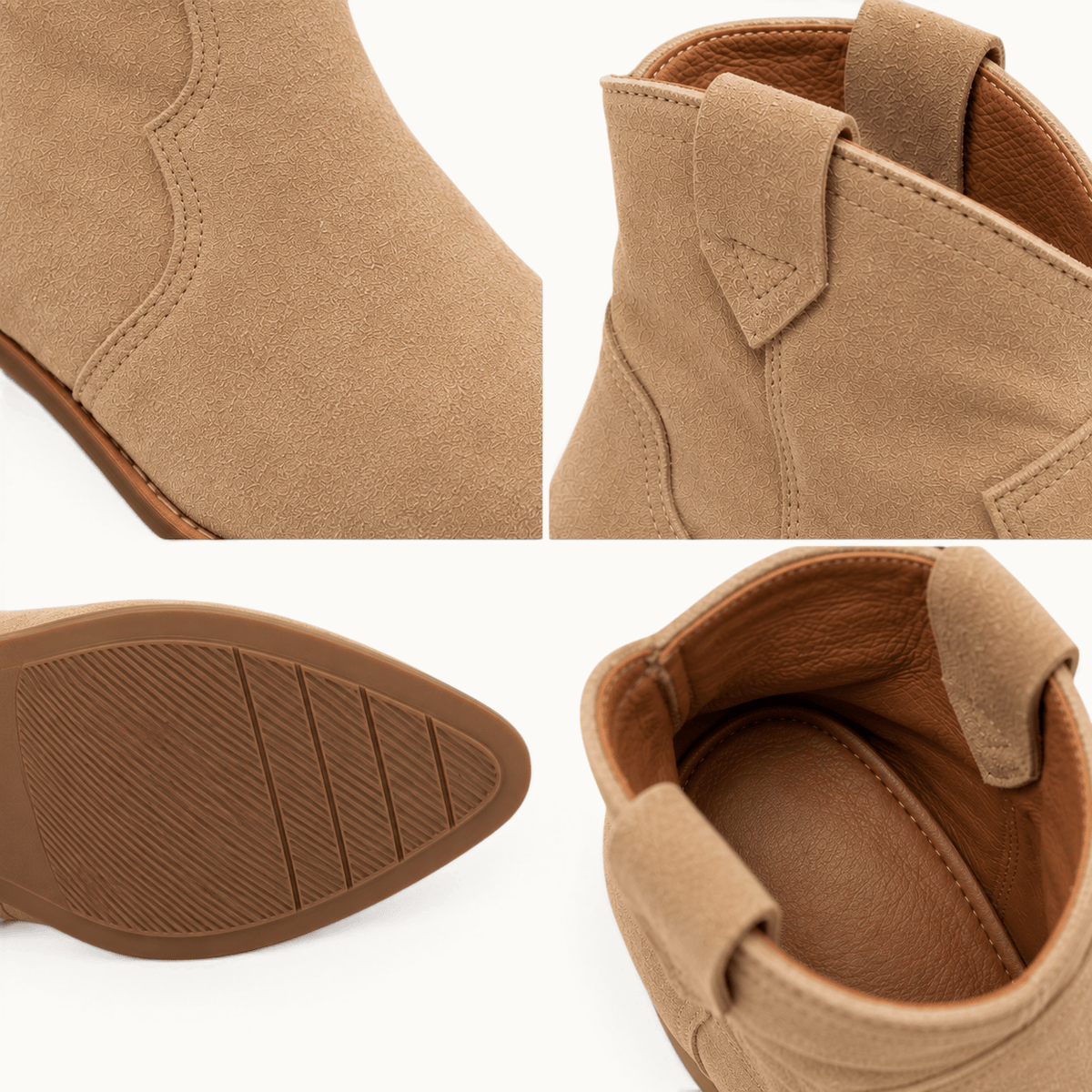 montelore-souliers Bottines Beige Cuir Style Western Suédé