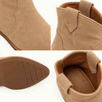 montelore-souliers Bottines Beige Cuir Style Western Suédé
