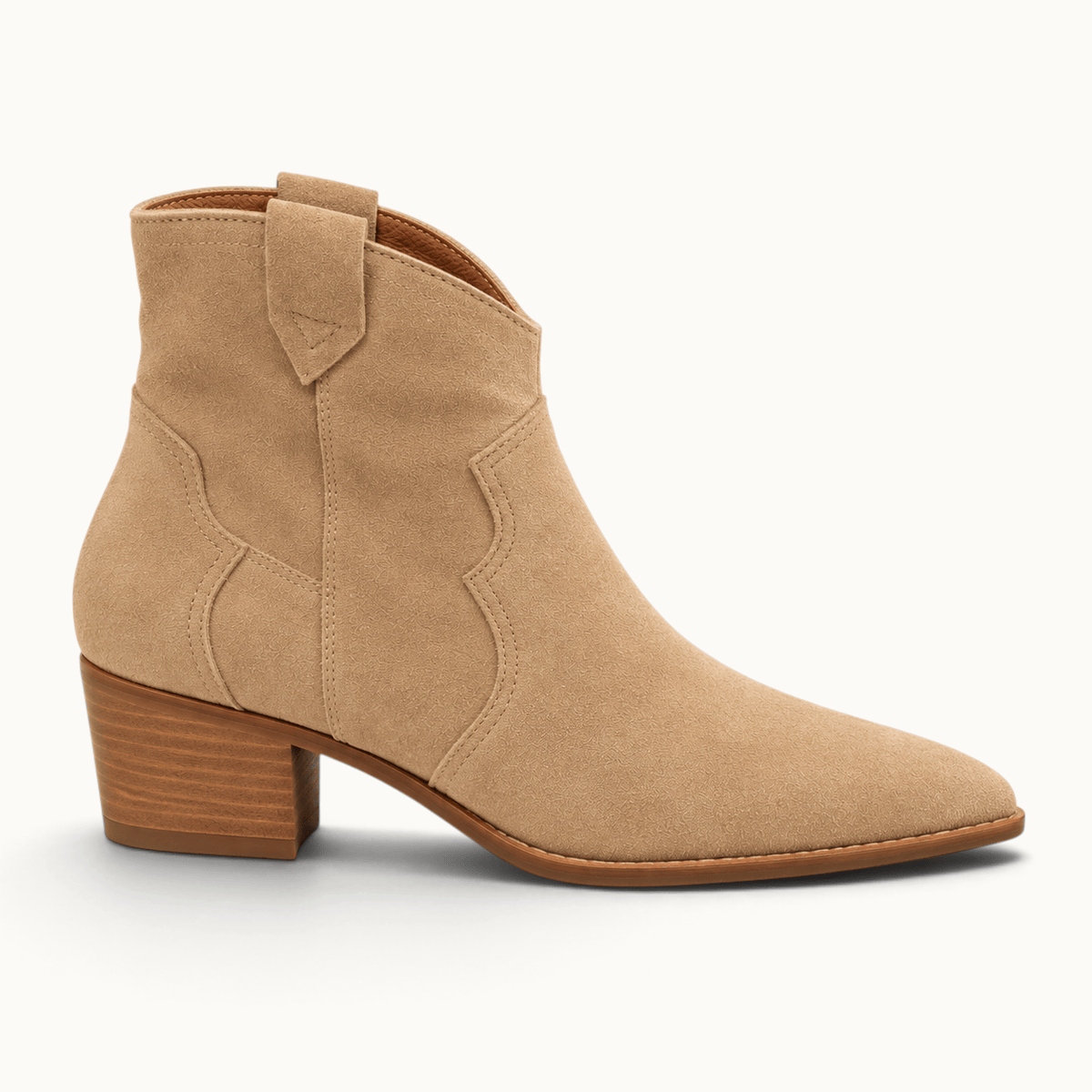 montelore-souliers Bottines Beige Cuir Style Western Suédé