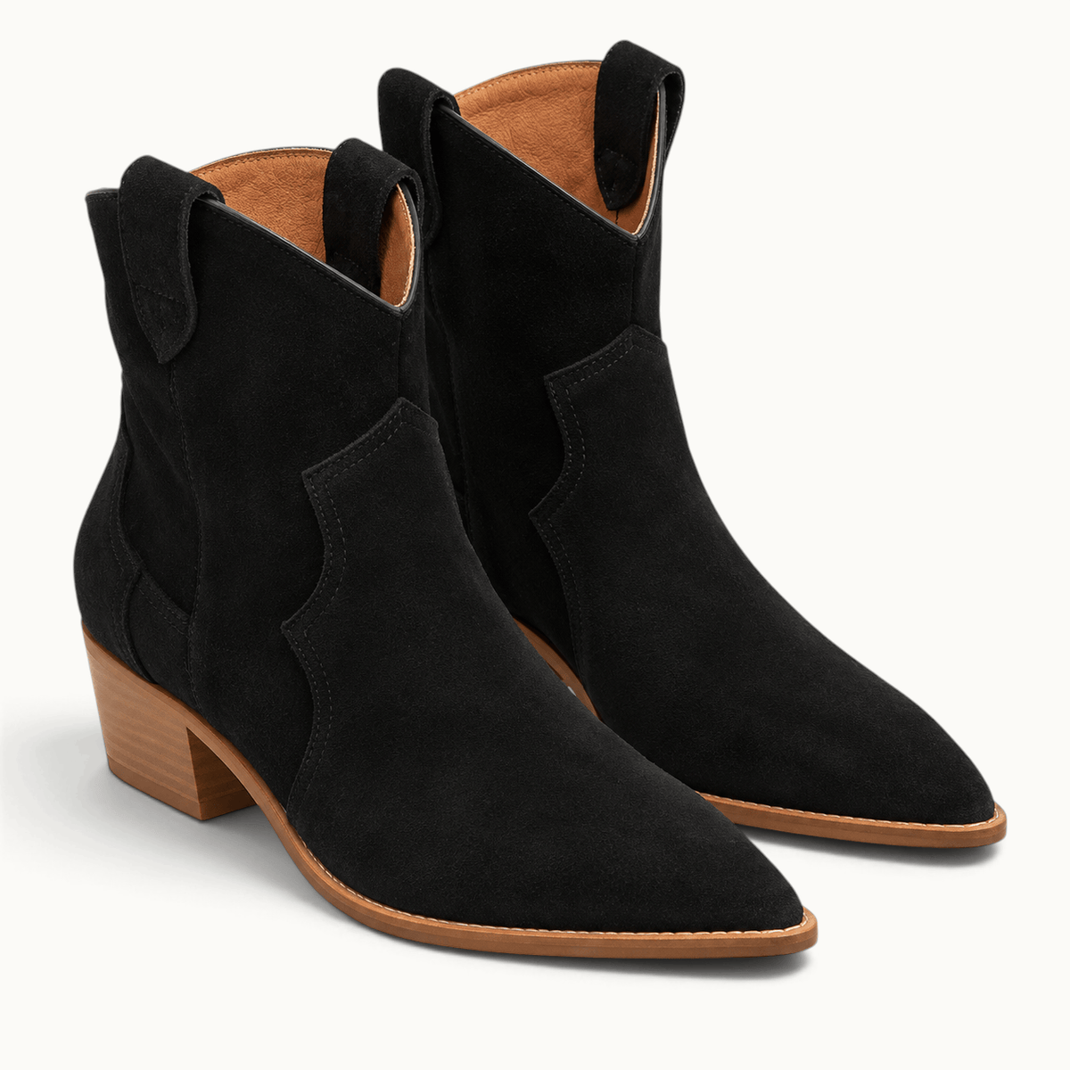 montelore-souliers Bottines Beige Cuir Style Western Suédé