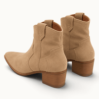 montelore-souliers Bottines Beige Cuir Style Western Suédé