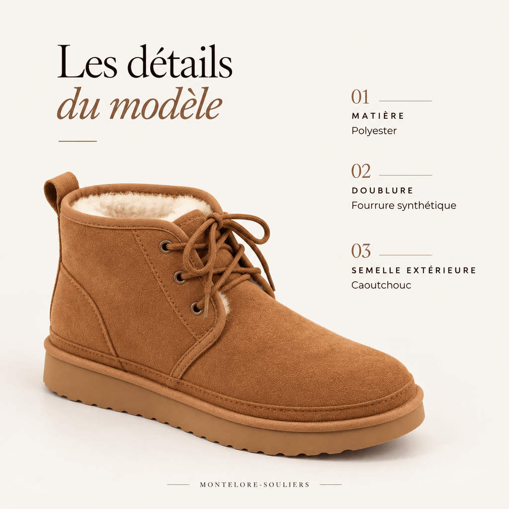 montelore-souliers Bottines Camel Femme Fourrées En Suédine