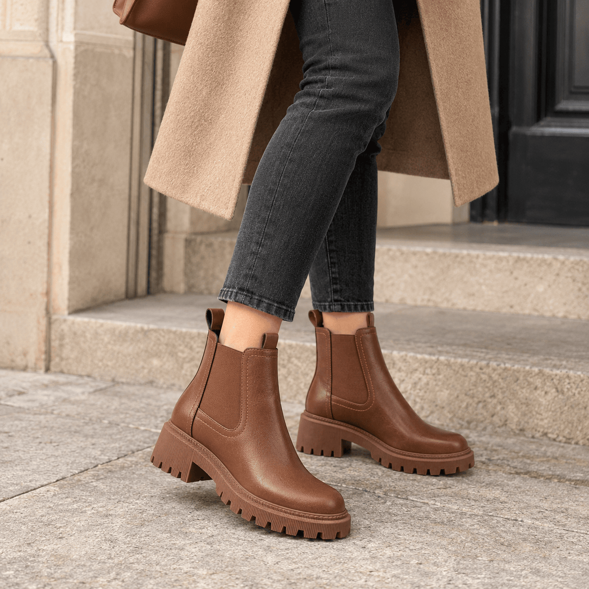 montelore-souliers Bottines Croûte De Cuir Chelsea