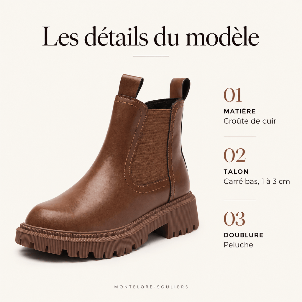 montelore-souliers Bottines Croûte De Cuir Chelsea