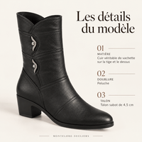 montelore-souliers Bottines Cuir De Vachette Mi-Mollet
