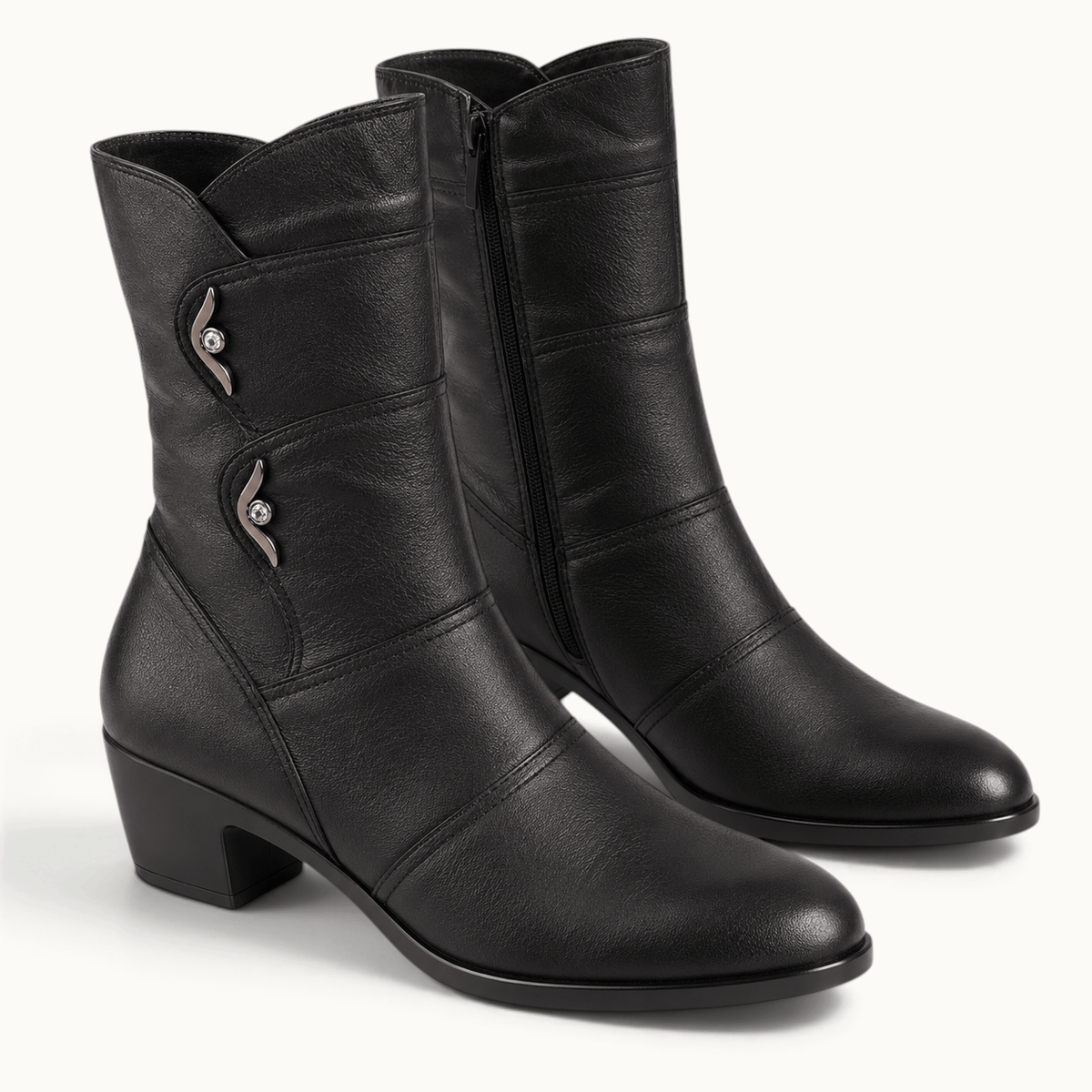 montelore-souliers Bottines Cuir De Vachette Mi-Mollet