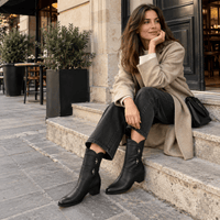 montelore-souliers Bottines Cuir De Vachette Mi-Mollet
