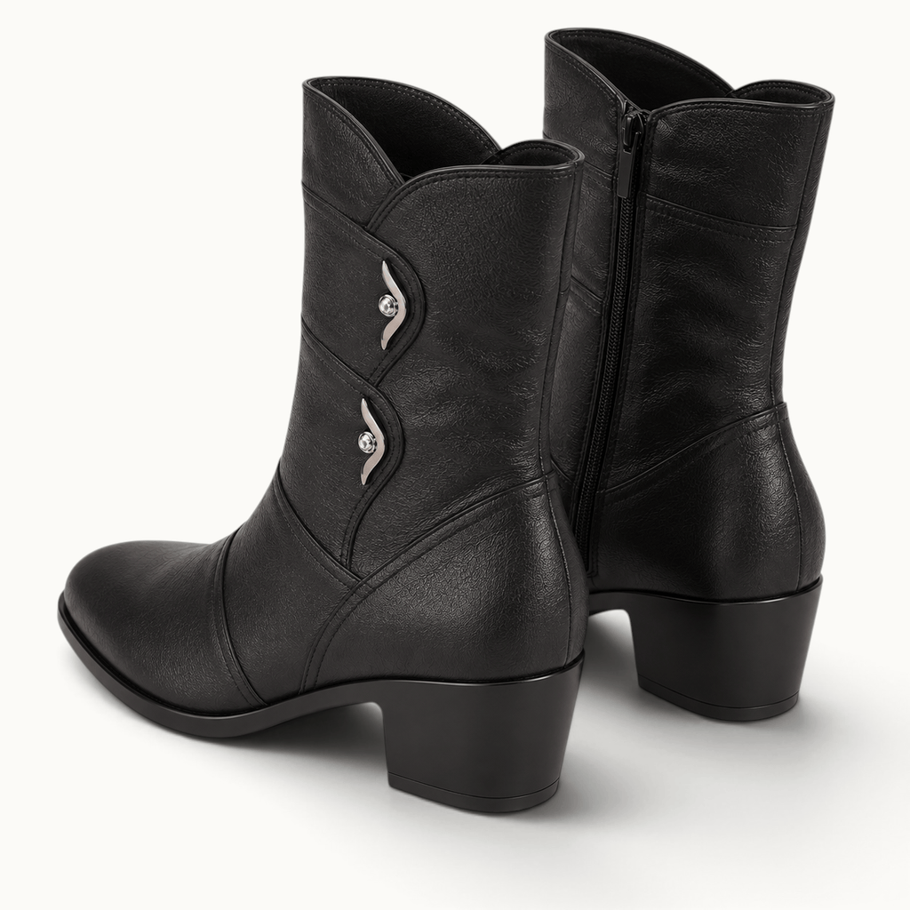 montelore-souliers Bottines Cuir De Vachette Mi-Mollet
