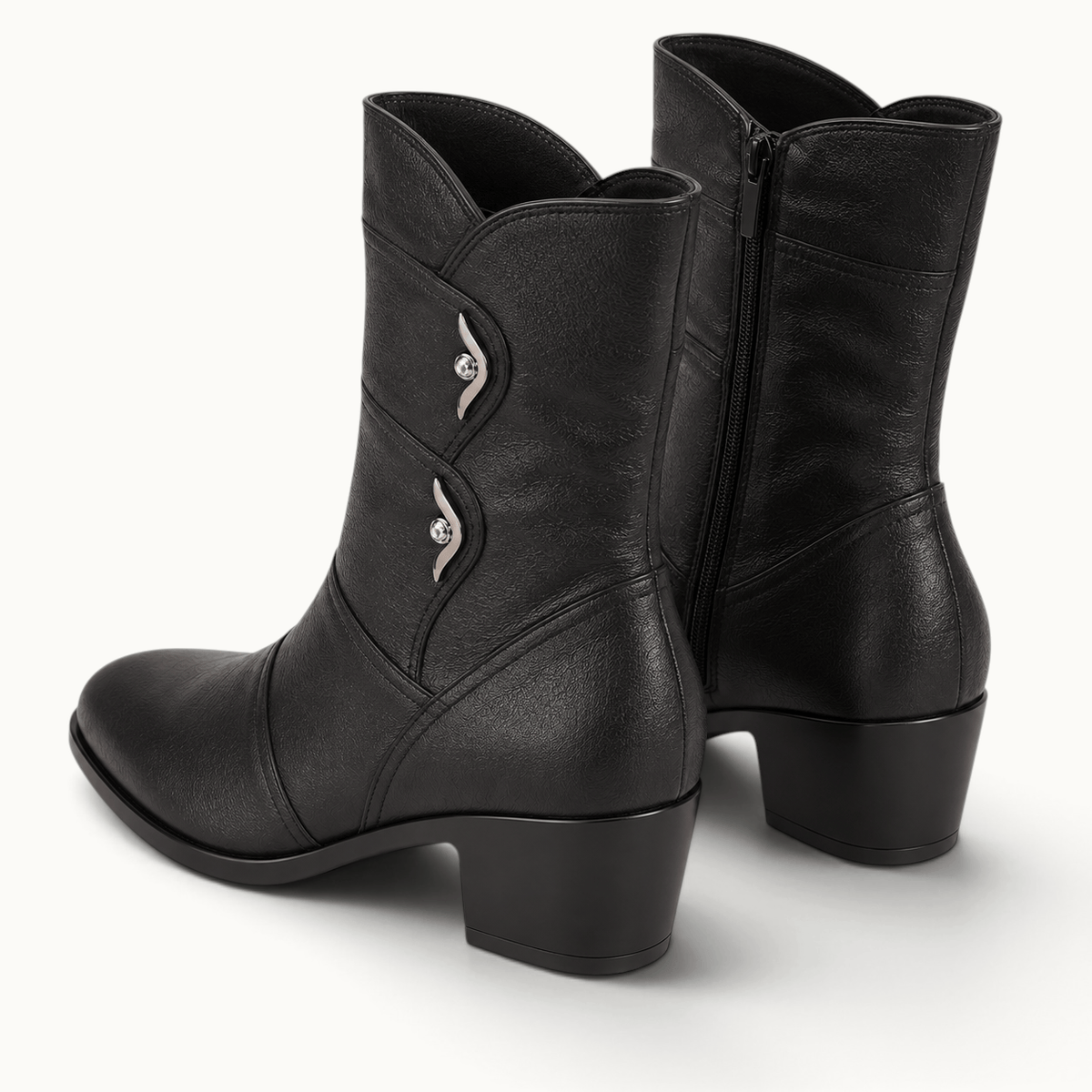 montelore-souliers Bottines Cuir De Vachette Mi-Mollet