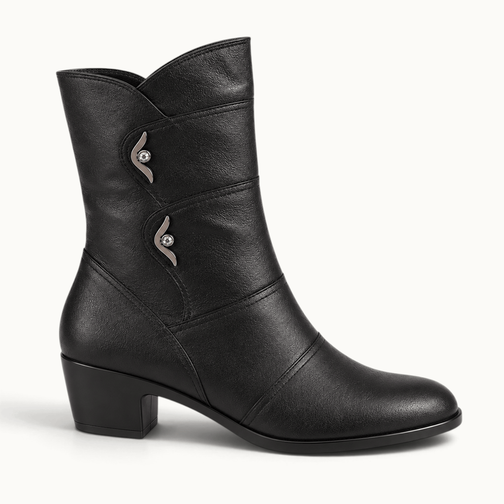 montelore-souliers Bottines Cuir De Vachette Mi-Mollet