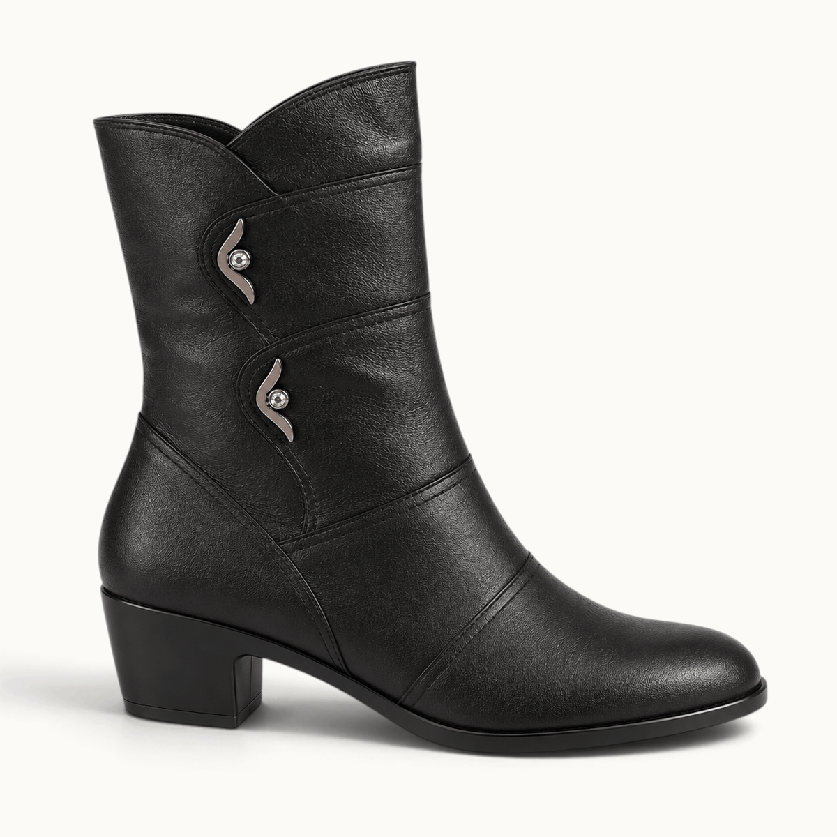 montelore-souliers Bottines Cuir De Vachette Mi-Mollet
