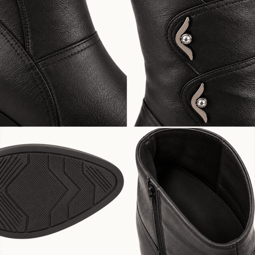 montelore-souliers Bottines Cuir De Vachette Mi-Mollet