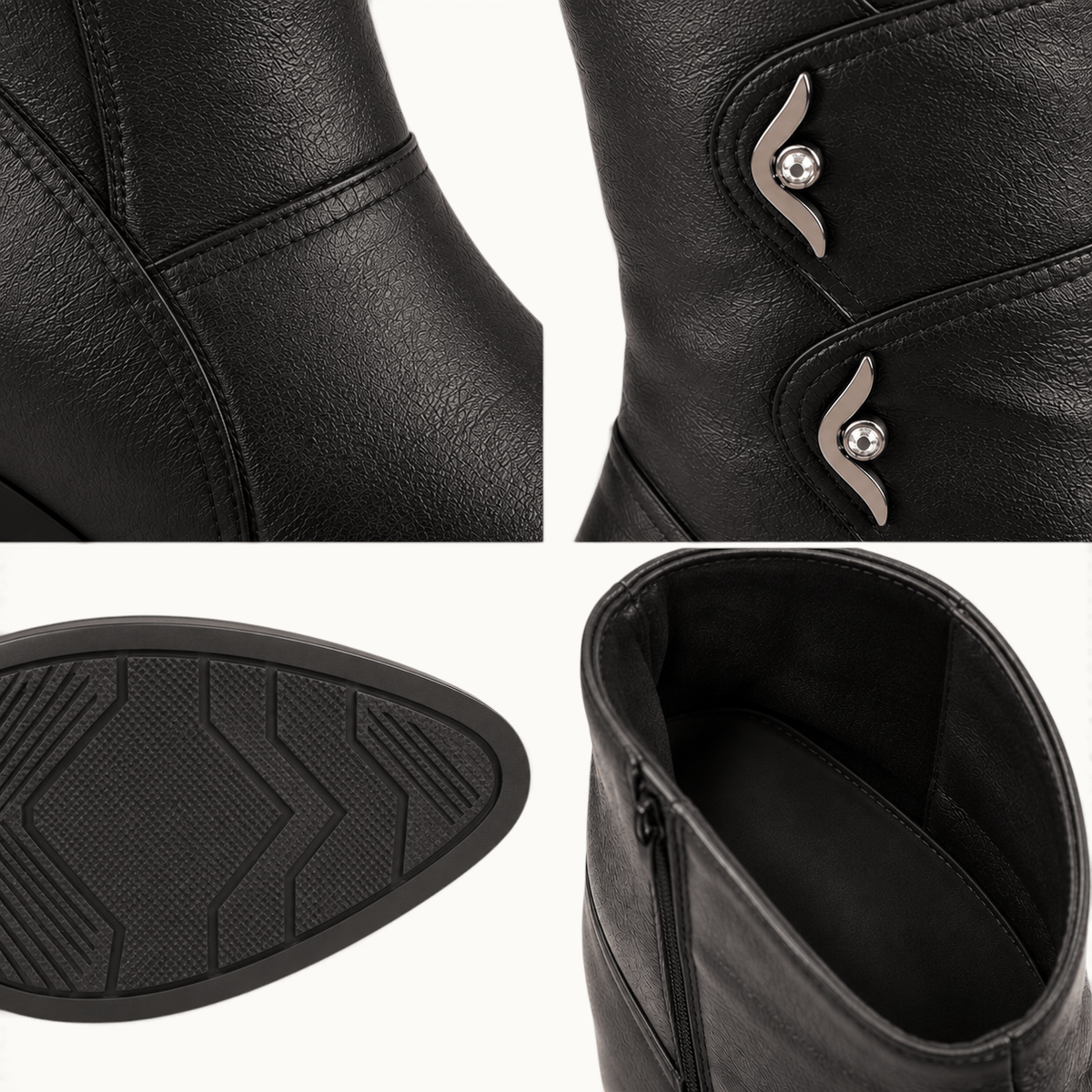 montelore-souliers Bottines Cuir De Vachette Mi-Mollet