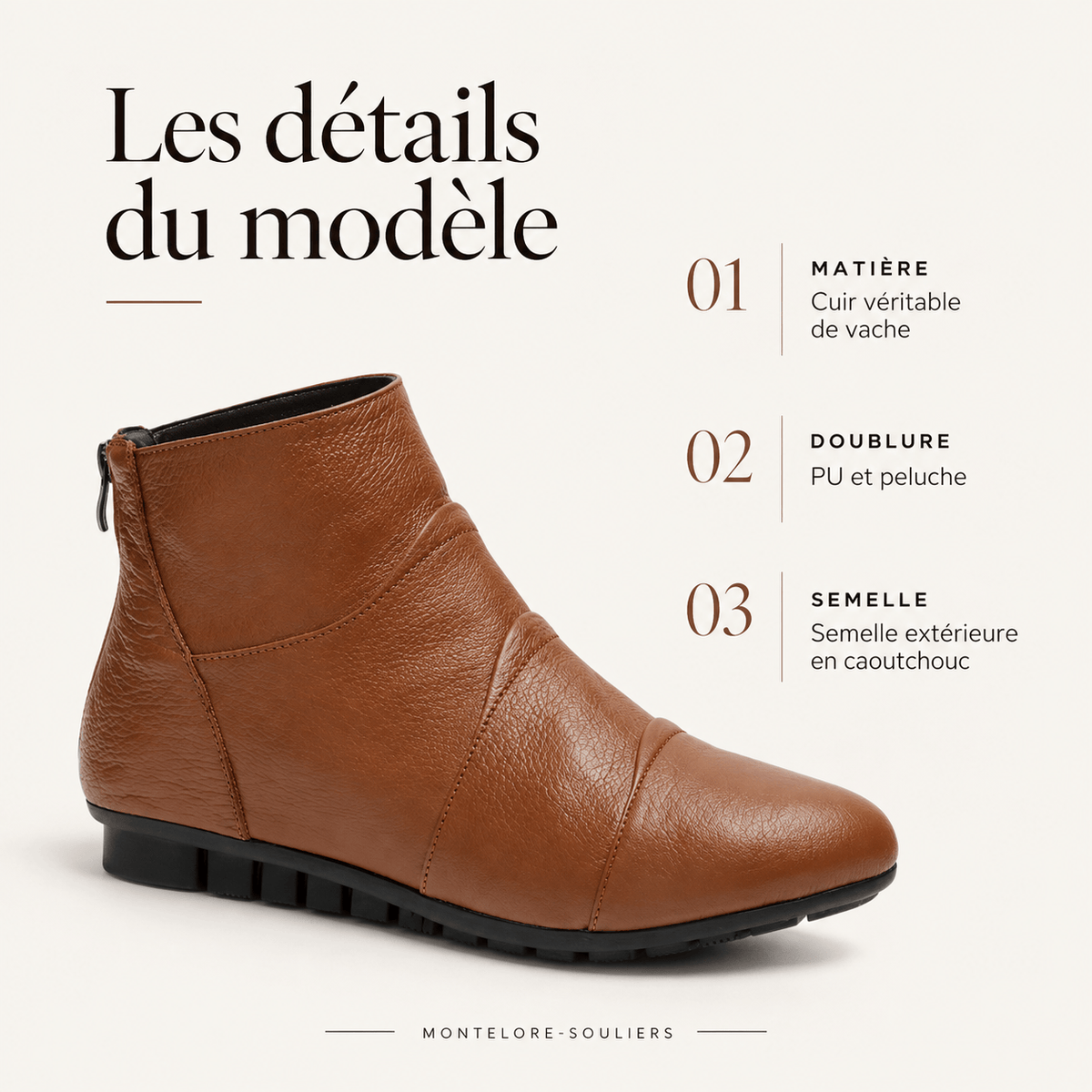 montelore-souliers Bottines Cuir Femme Compensées