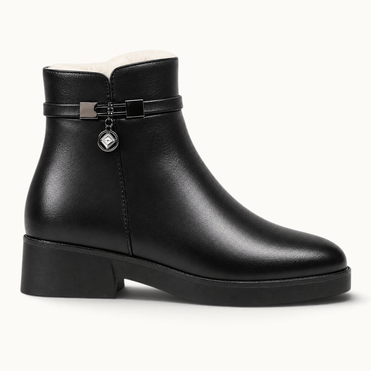 montelore-souliers Bottines Cuir Noir Femme Doublées Laine
