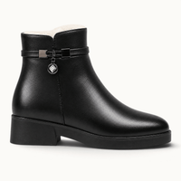montelore-souliers Bottines Cuir Noir Femme Doublées Laine