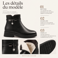 montelore-souliers Bottines Cuir Noir Femme Doublées Laine
