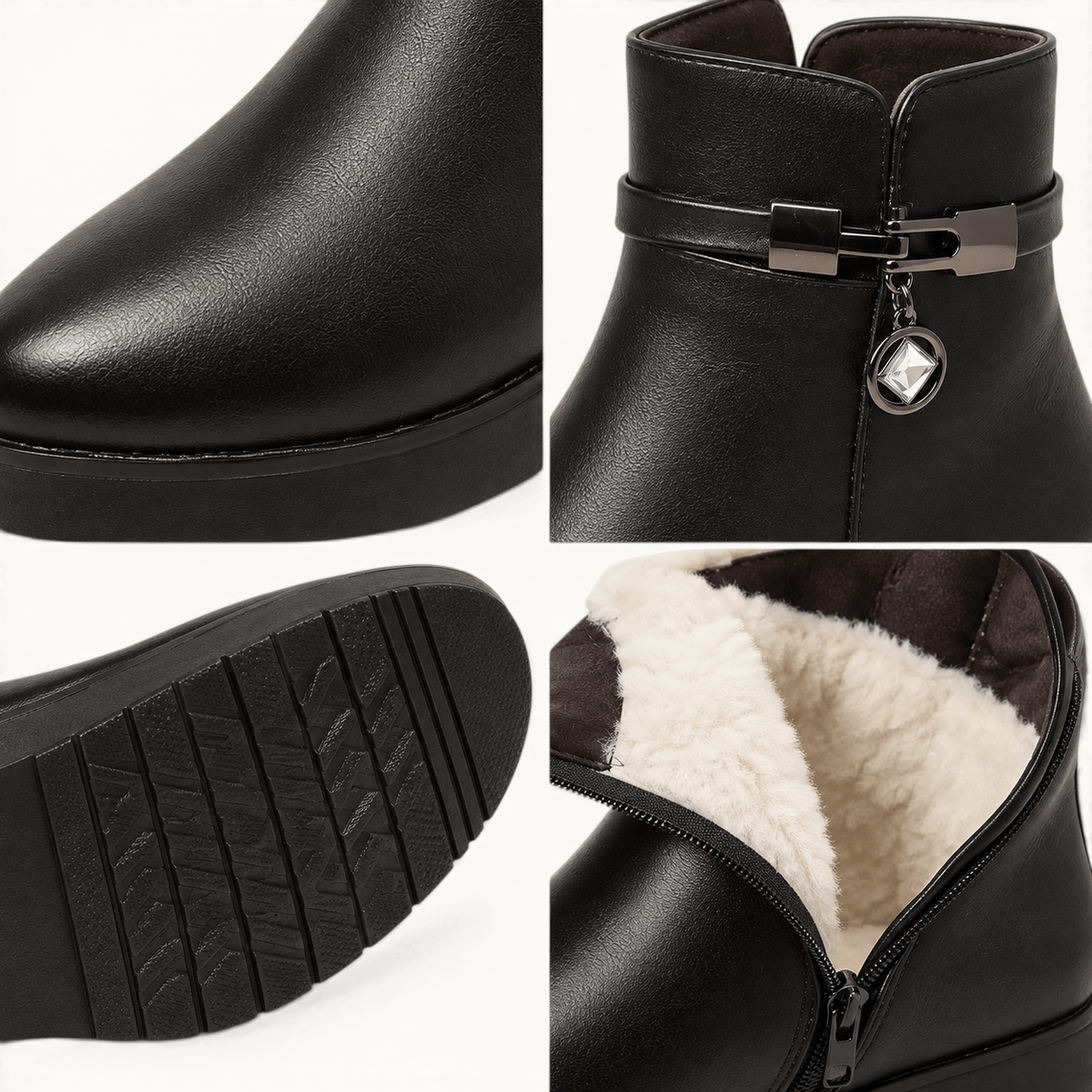 montelore-souliers Bottines Cuir Noir Femme Doublées Laine