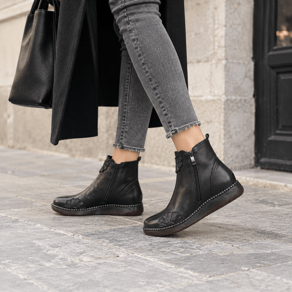 montelore-souliers Bottines Cuir Souple De Vachette Plates