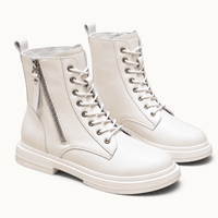 montelore-souliers Bottines Cuire Femme En Cuir Véritable À Lacets Et Fermeture