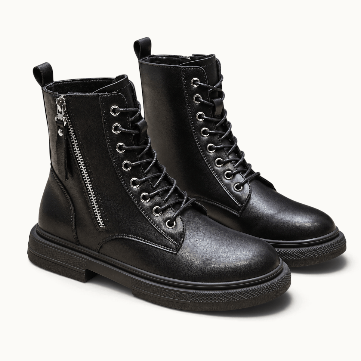 montelore-souliers Bottines Cuire Femme En Cuir Véritable À Lacets Et Fermeture